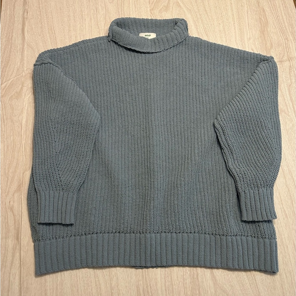 Aerie Cozy Blue Knit Oversized Sweater